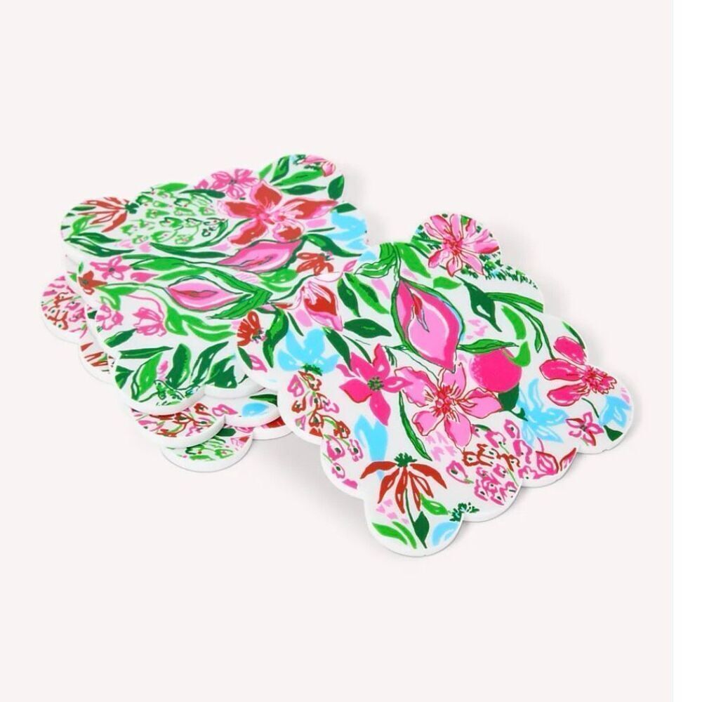 NIB Lilly Pulitzer Ceramic Coasters Glowing Gardens Floral Set of 4